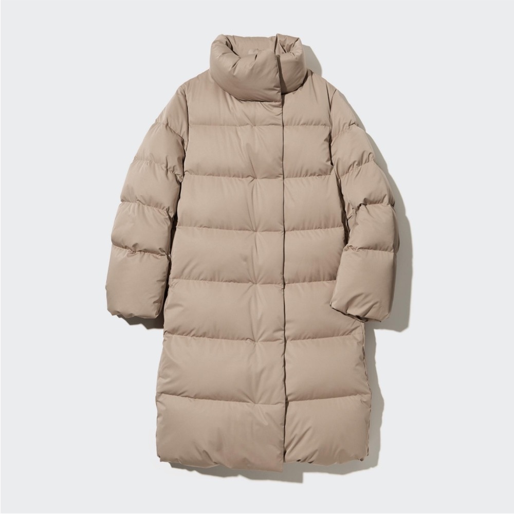 NWT Uniqlo Powder Feel Long Down Coat - Beige tan